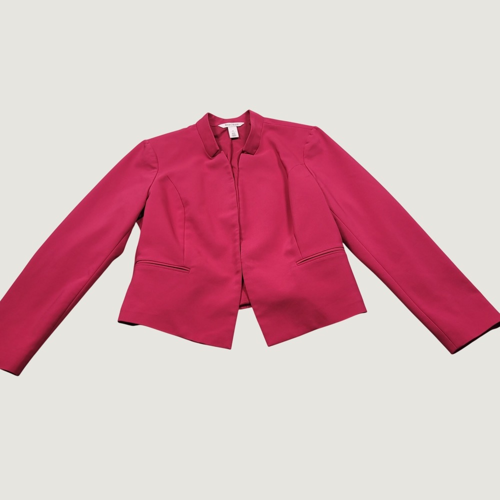 White House Black Market Pink Open Front Blazer Jacket Size 14 Office 570193612